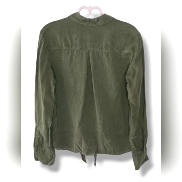 Cloth and Stone Front Tie Button Down Tencel Top in Olive - Picture 3 of 5